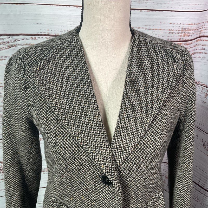 Theory Taidra 100% Wool Gray Tweed 3 Button Coat - Size P