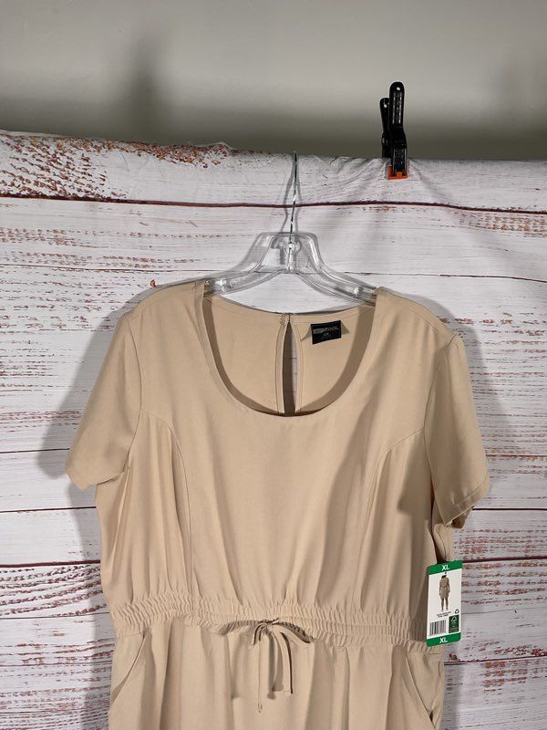NWT 32 Degrees Cool Moonlight Dress Beige Elastic Tight Waist Size XL Women's
