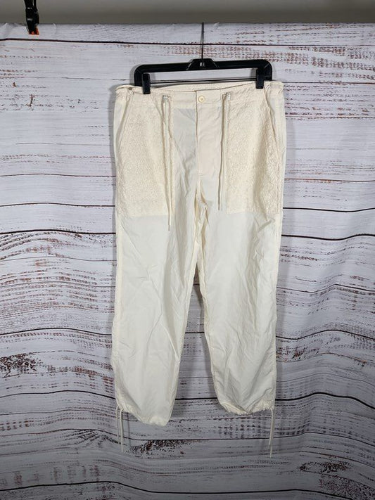 Men's Sundae School Cream Floral Print Jogger Pants 100% Nylon Size Small