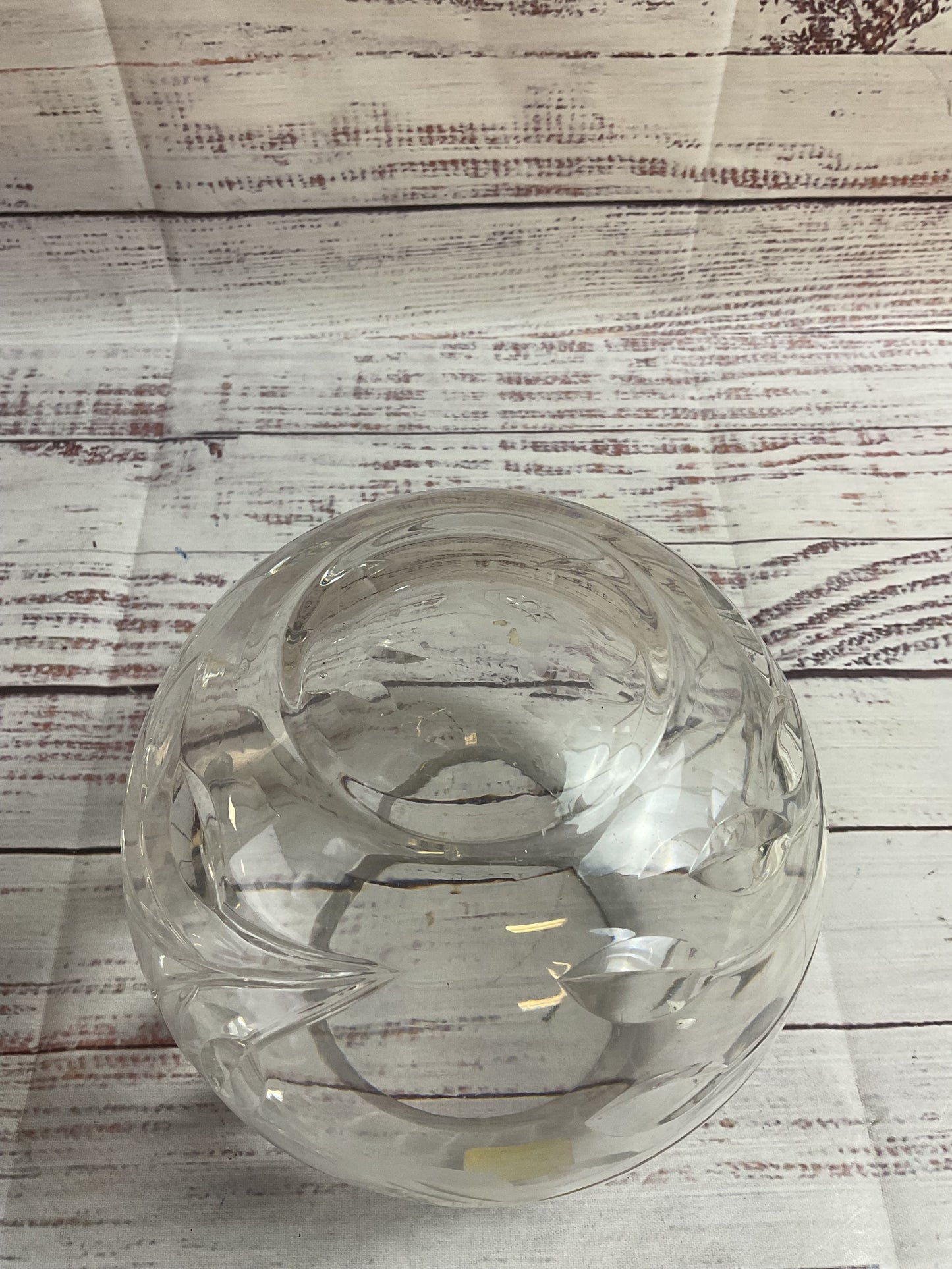 German Democratic Republic Lead Crystal Vase Floral Star Of David Plant