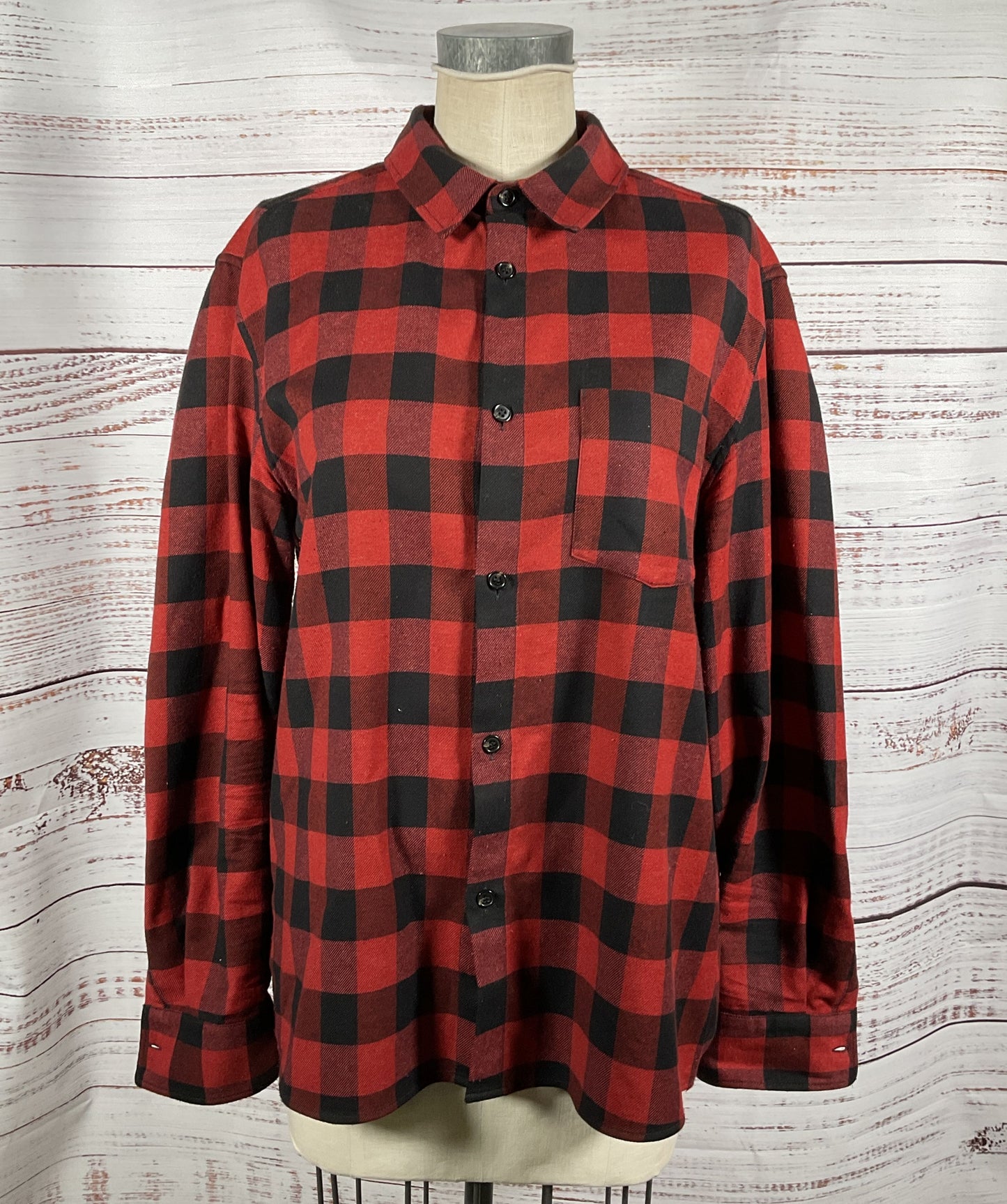 A.P.C. John Buffalo-Checked Twill Shirt Red XL