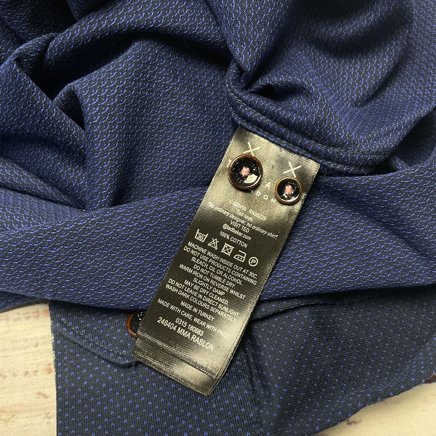 Ted Baker Navy Blue LS Jersey Long Sleeve Button Down Shirt - Size 3