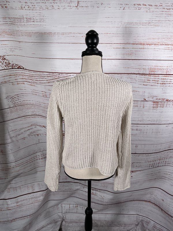 Velvet By Graham & Spencer V-Neck Tie Front Cardigan Knit in Chalk White Size S