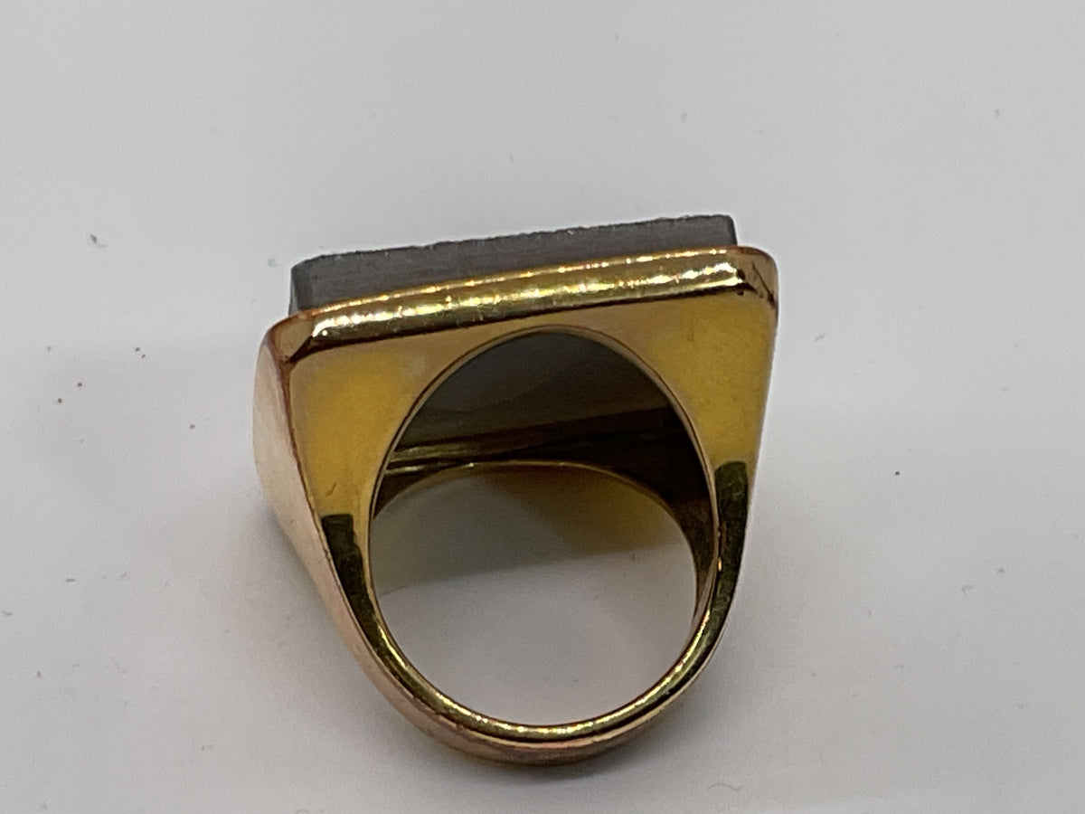 VTG. MA Jewelry Brass & Silver Tone Druzi SZ 6.75 Ring