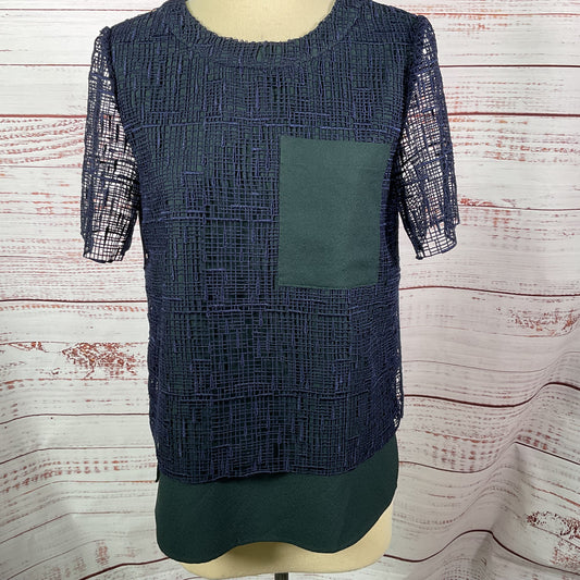 GREY by JASON WU Women's Blue & Green Lace Layer Blouse- SZ 4