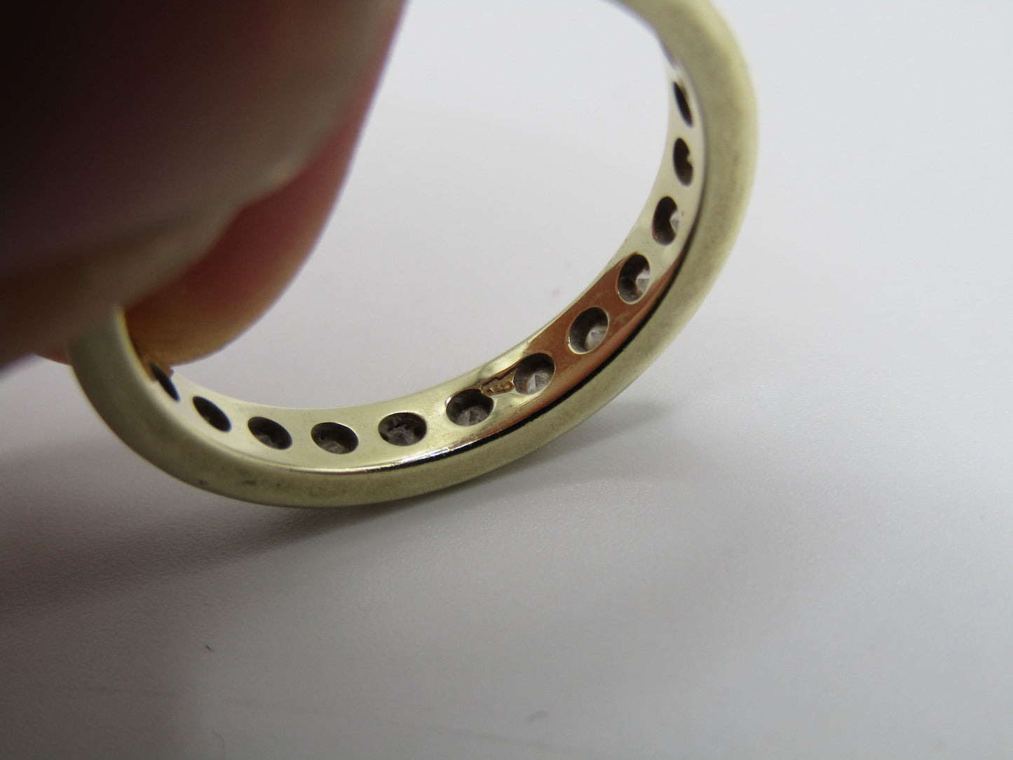 LI 3mm 14k Yellow Gold CZ Eternity Band Ring Size 7.5