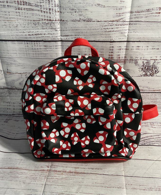 Walt Disney World Parks Minnie Mouse Bows Black & Red Mini Backpack