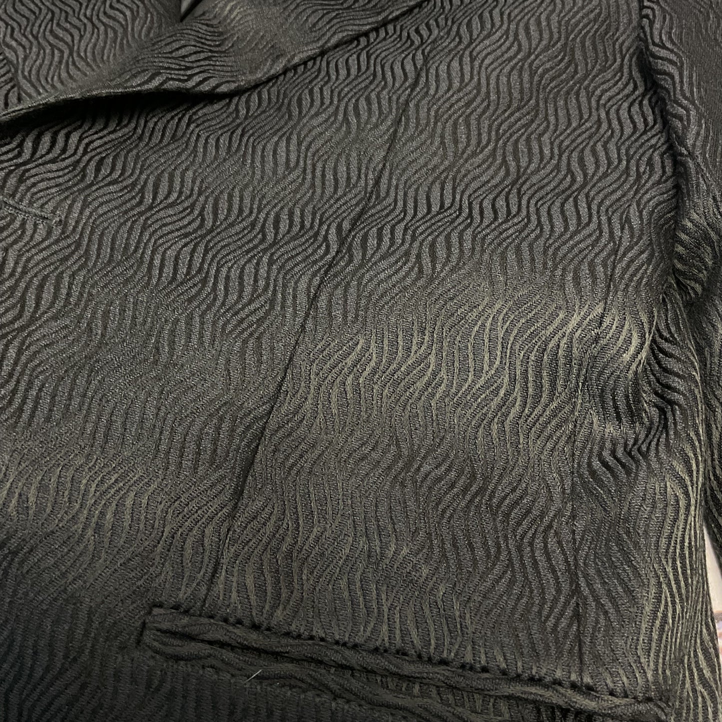 Emporio Armani Mr A Line Black Jacquard Wavy Stripe 1 Button Blazer Jacket 40US