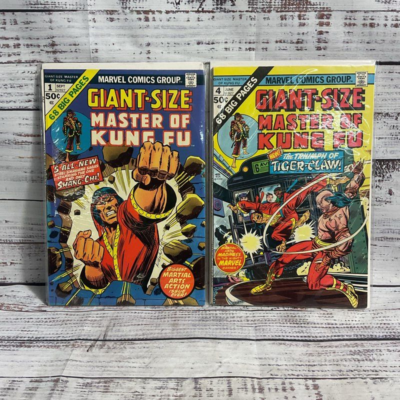 Giant Size Master Of Kung Fu #1 #4 Vintage Marvel Comics Lot Ungraded