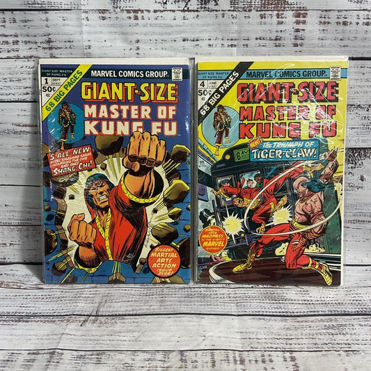 Giant Size Master Of Kung Fu #1 #4 Vintage Marvel Comics Lot Ungraded