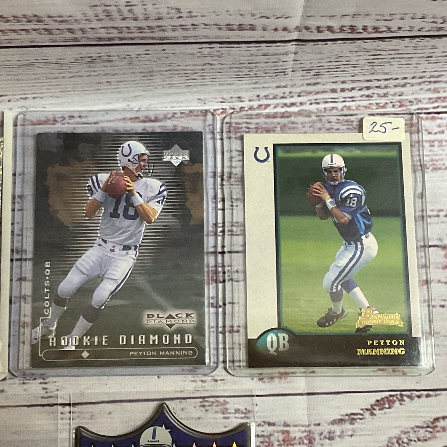 Set of 7 PEYTON MANNING Rookie Cards- Fleer, Skybox, Upper Deck, Bowman, Playoff