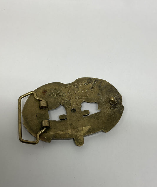 Baron Buckles 1981 Born to Ride Brass Belt Buckle 3.5"