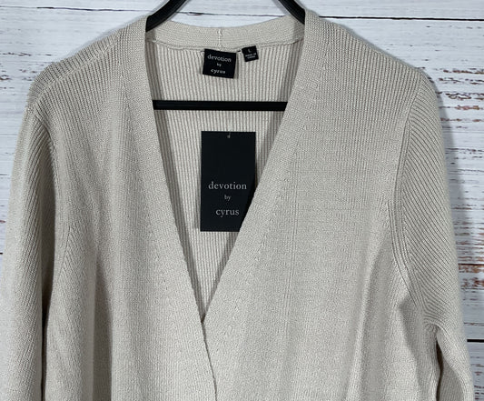 Devotion by Cyrus Women's Beige Open Cardigan Sweater Size L