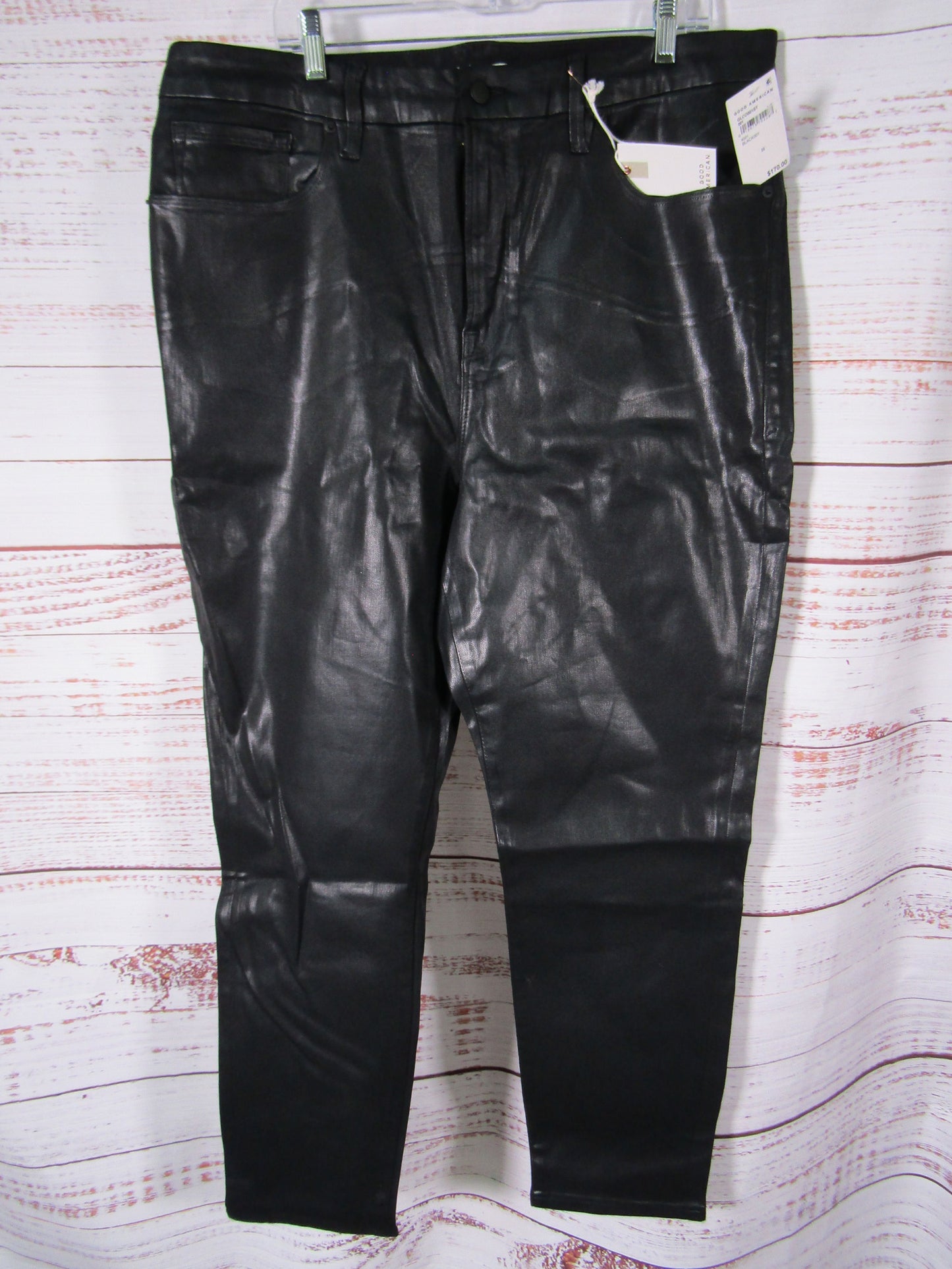 Good American Good Legs Women's Black Coated Skinny Jeans Size 22