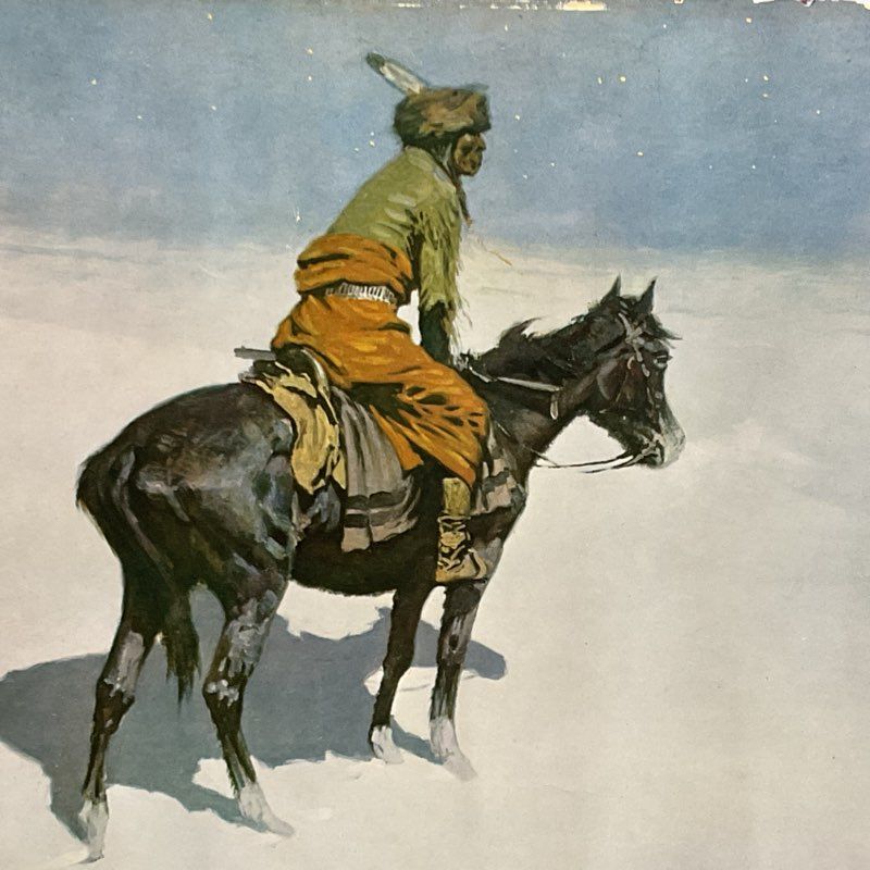 VTG. FREDERICK REMINGTON "The Scout Friends or Foes" Lithograph Print