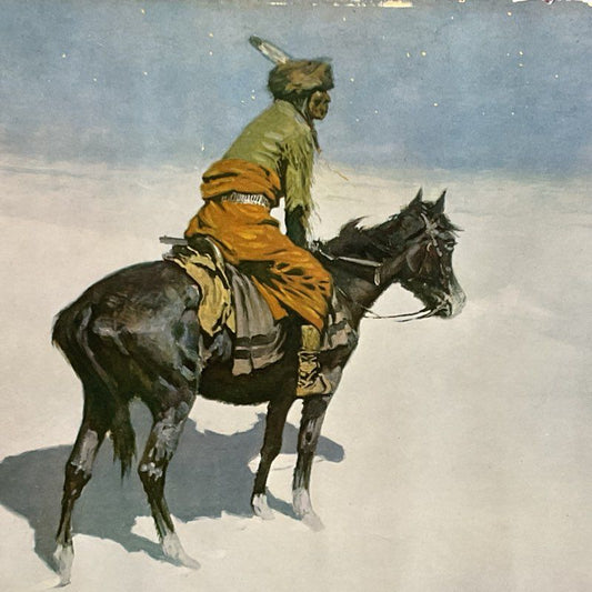 VTG. FREDERICK REMINGTON "The Scout Friends or Foes" Lithograph Print