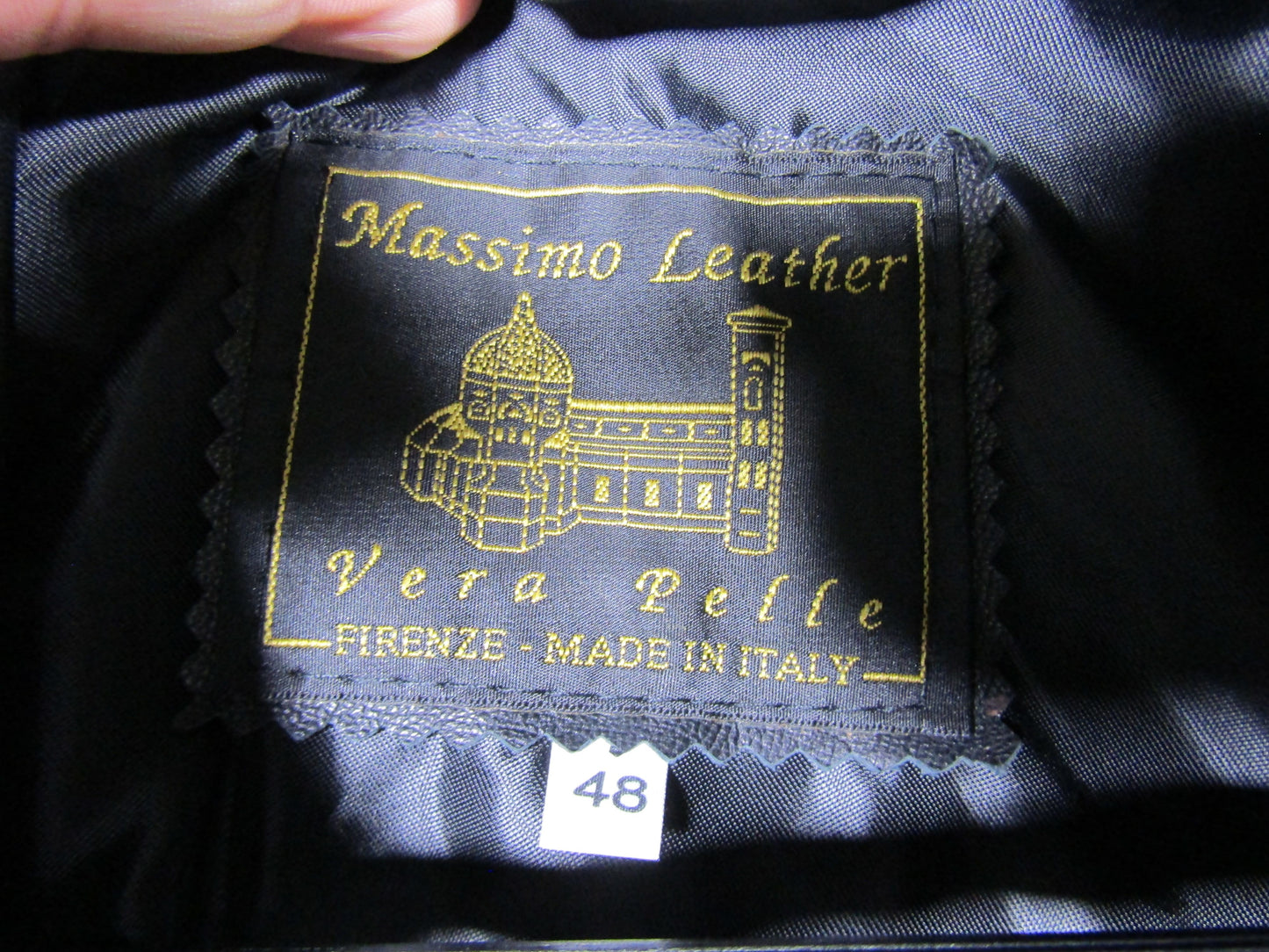 Massimo Women's Black Leather Moto Jacket Size 48 Made in Italy