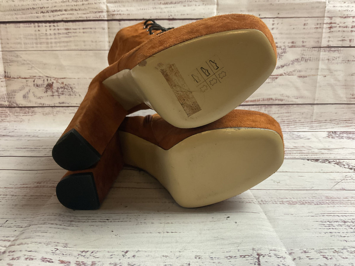Giampaolo Viozzi Brown Lace-Up Pump Boot Women 38