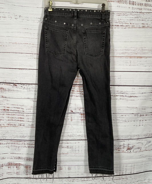Sandro Embellished Eyelets High Rise Denim Skinny Jeans Black 38