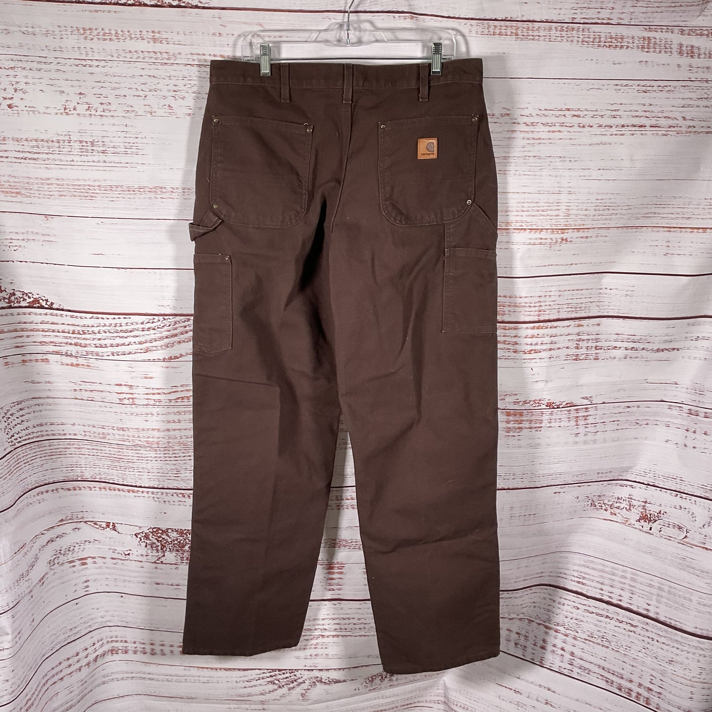 Carhartt Brown Double Front Dungaree Carpenter Pants - Size 36 x 32