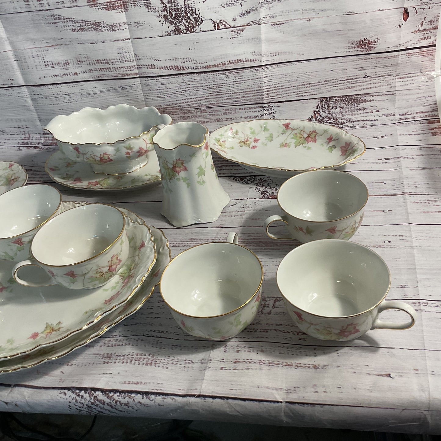 VTG. HUTSCHENREUTHER Germany "Maple Leaf" Scalloped Dish Set- 47 Pieces