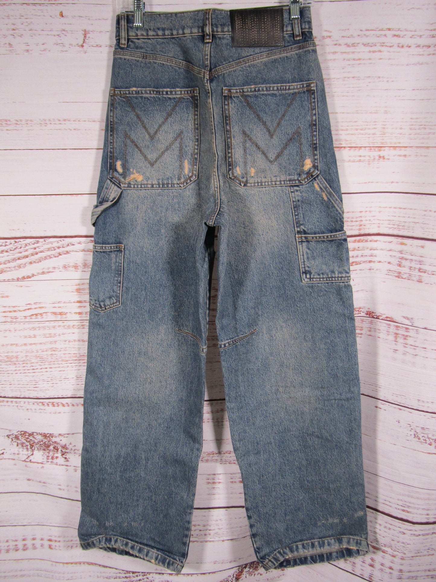 Marc Jacobs Women's Blue Distressed Grunge Oversized Carpenter Jeans Size 24