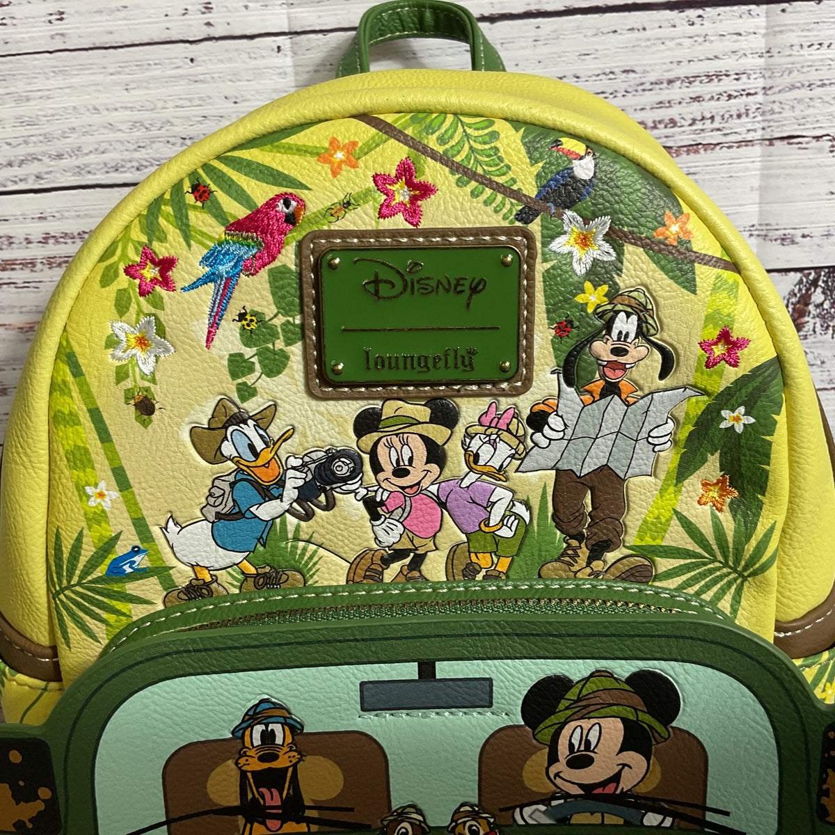 LOUNGEFLY Disney Mickey Friends Jungle Safari Glow in the Dark Backpack