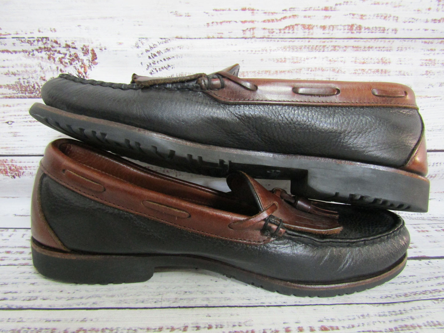 Allen Edmonds Nashua Men's Black Leather Kiltie Tassel Loafers Size 10