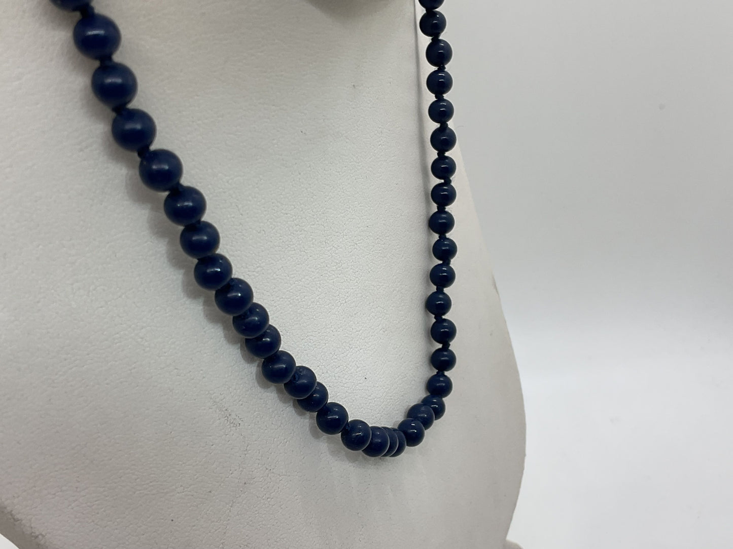 VTG. MONET Navy Blue Faux Pearl Beaded Necklace- 18"