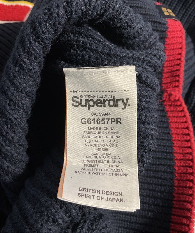 NEW Superdry Varsity Ribbed Knit Sweater #54 Superdry Original Size 12 US Blue