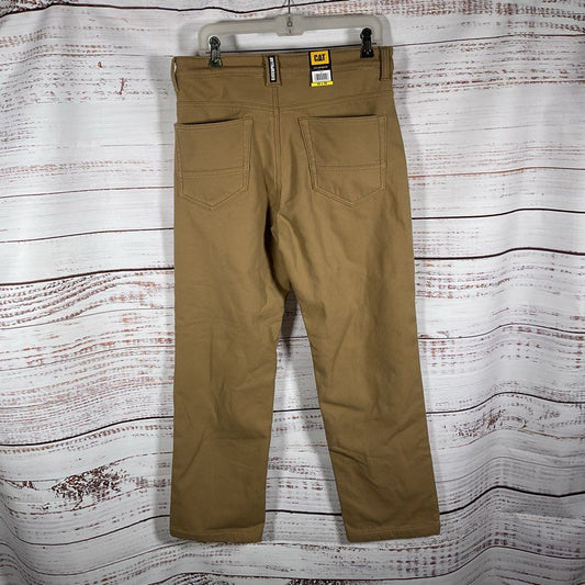 New w/ Tags CAT Light Brown Canvas Fleece Lined Work Pants - Size 32/30