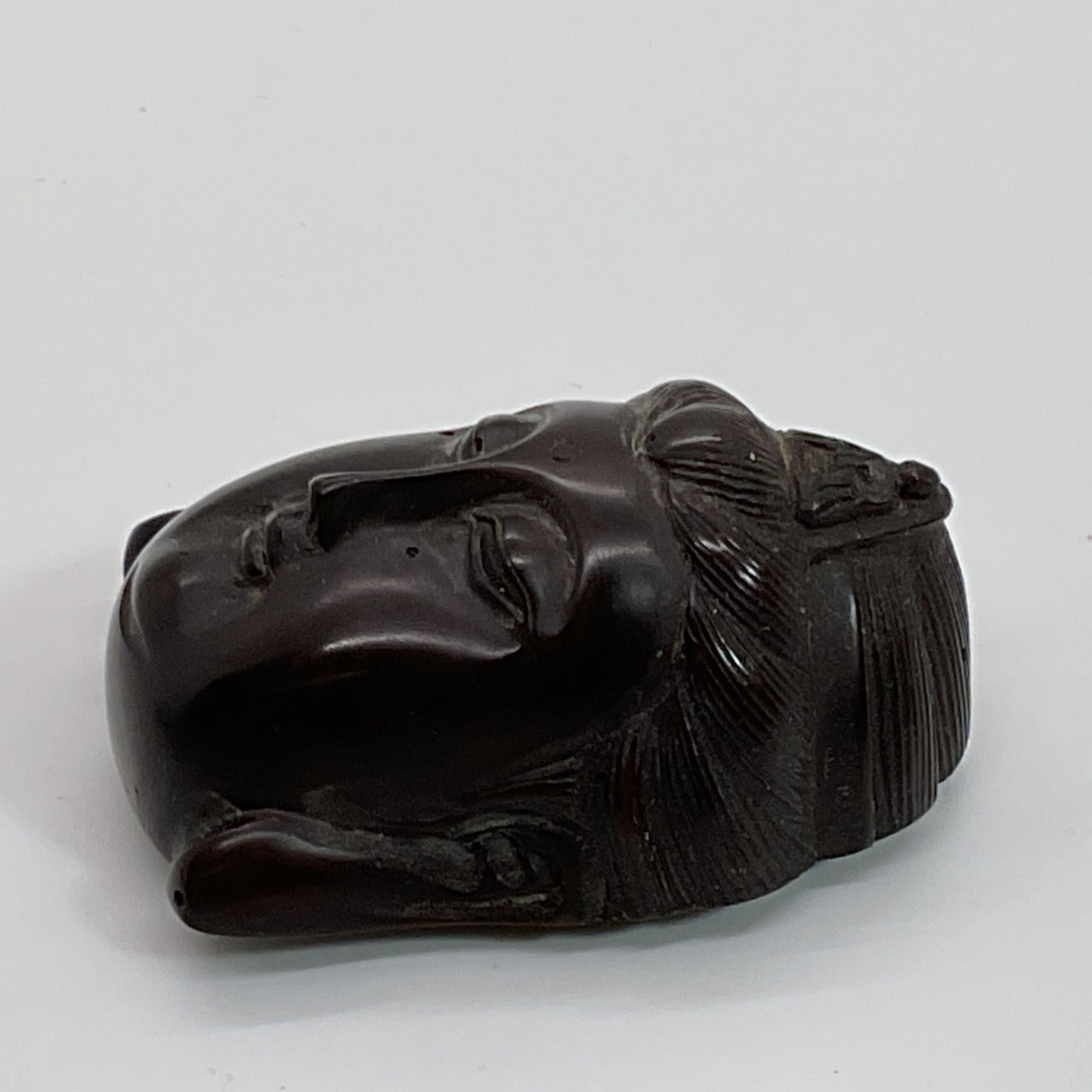 VTG./ANTIQUE Dark Wood Carved Japanese Kannon Netsuke- 1 7/8"