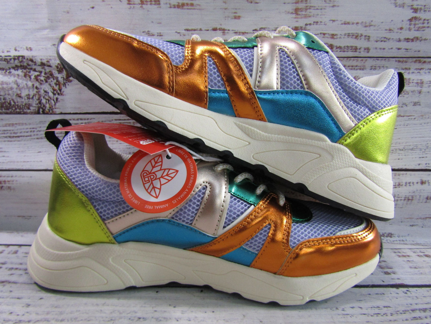 Lucky Step Women's Multi-Color Faux Leather Sneakers Size 8.5