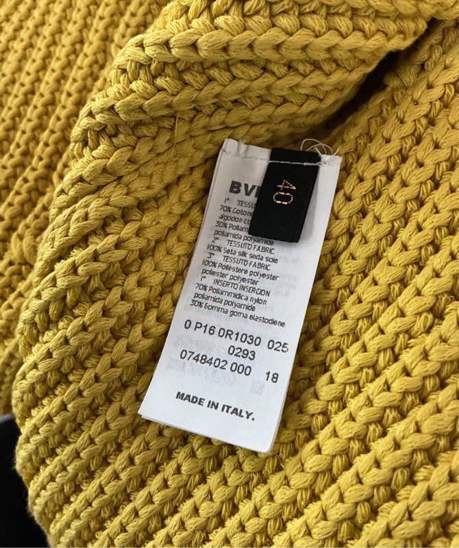 Les Copains Yellow Knit One Shoulder dress with Satin combo Size 40 US XS