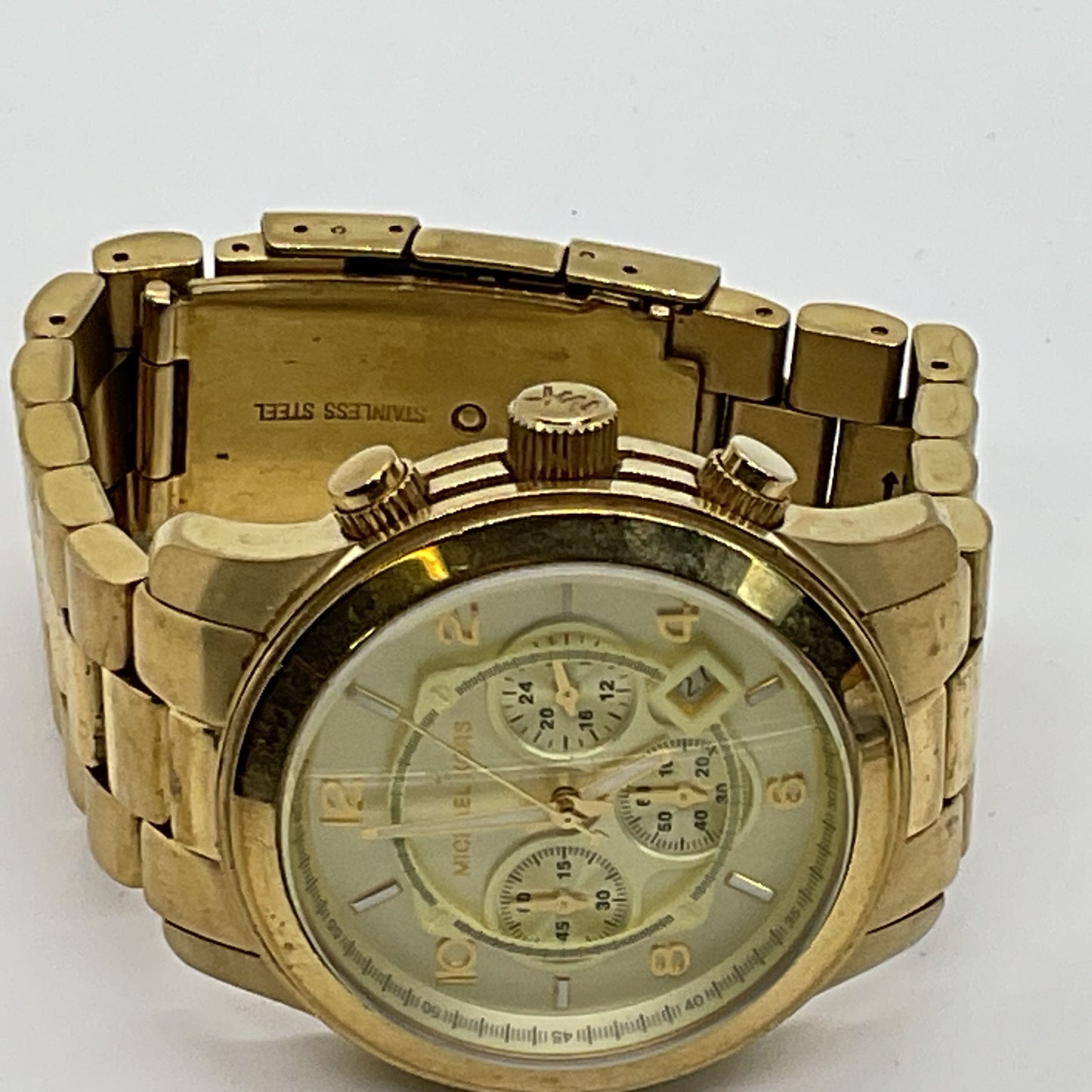 MICHAEL KORS MK8077 Men's Gold Tone Chrono Watch - 7"