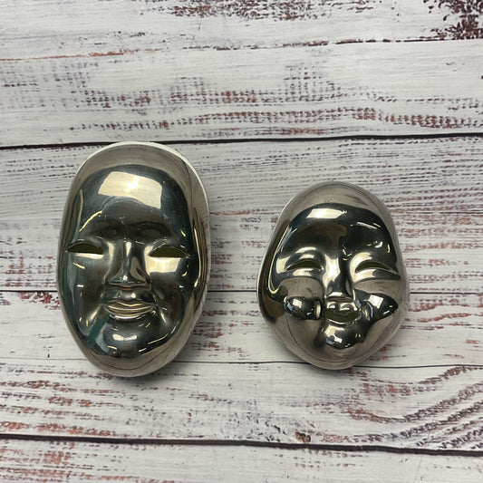 Pintar Silver Tone Asian Style Lidded Trinket Dish Pair 4.4" 5.5"