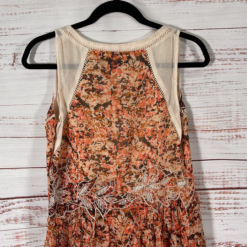 Kobi Halperin Embroidered Lace Bodice Floral Tiered Chiffon Dress - Size M