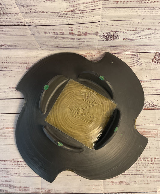 Gorgeous 1995 Black & Green Signed Whimsygothic Spiral Decorative Center Plate