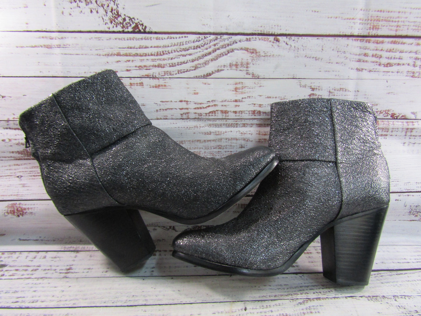 Rag & Bone Newbury Women's Gray Textured Leather Ankle Zip Boots Size 11