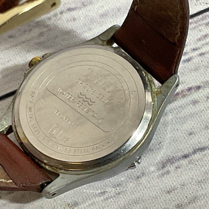 TIMEX Quartz Silver Tone with Brown Leather Band Ladies Watch