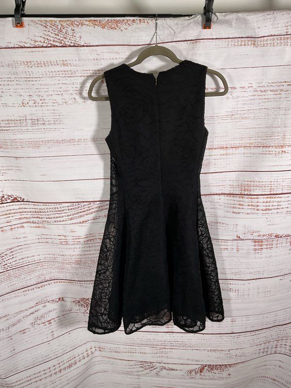 DKNY Women's Lace Floral Print Black Short Dress Size 2