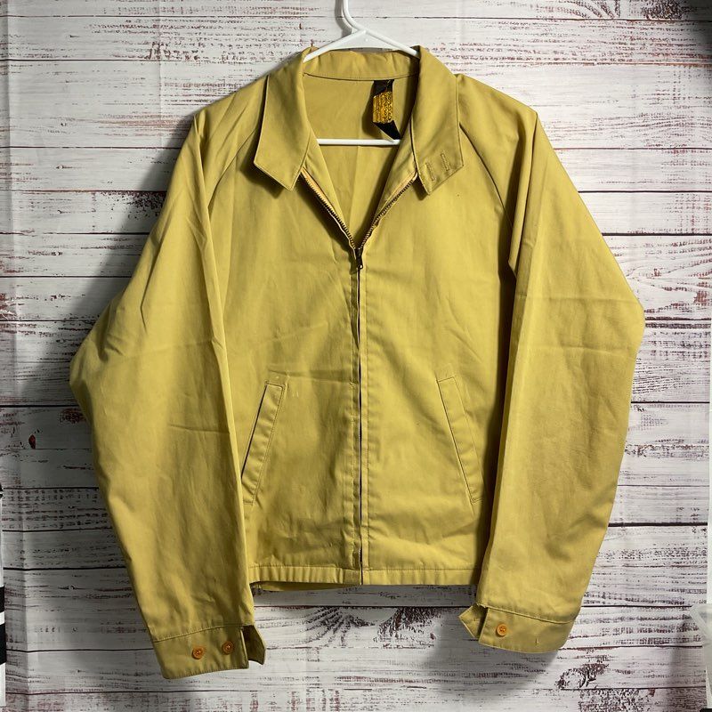 Oakbrook Sportswear Sears Roebuck Beige Full Zip Poplin Windbreaker Size in Desc