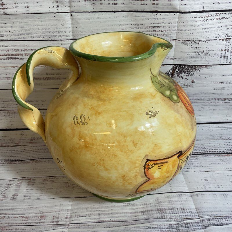VTG. Italian Majolica Decorative Water Pitcher - 10.5"