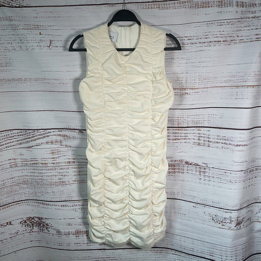 Akris Punto Cream Ruched Front Sleeveless Cocktail Dress - Size 8