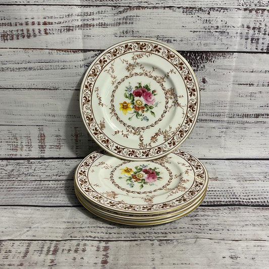 Vintage Set Of 4 Royal Cauldon Floral Melody 6" Bread & Butter Plates V9808
