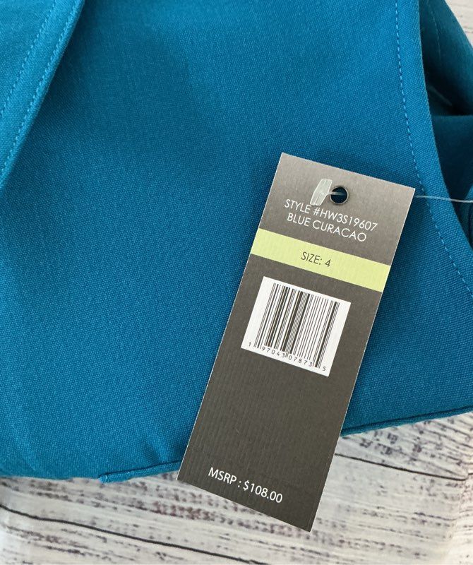 NWT Women's Sharagano Blue Sleeveless Shirt Dress Size 4 Retail $104