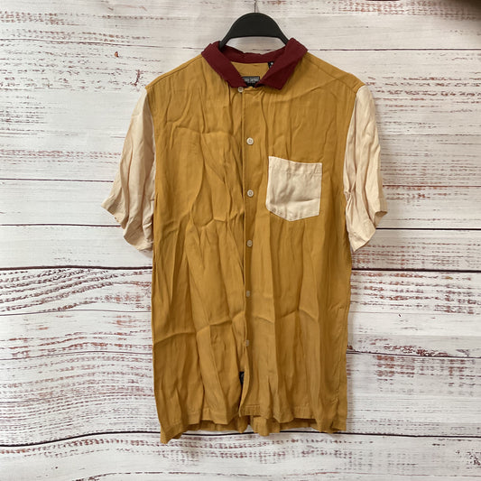Todd Snyder Button Up Short Sleeve Tan Yellow Rayon Shirt - Size M