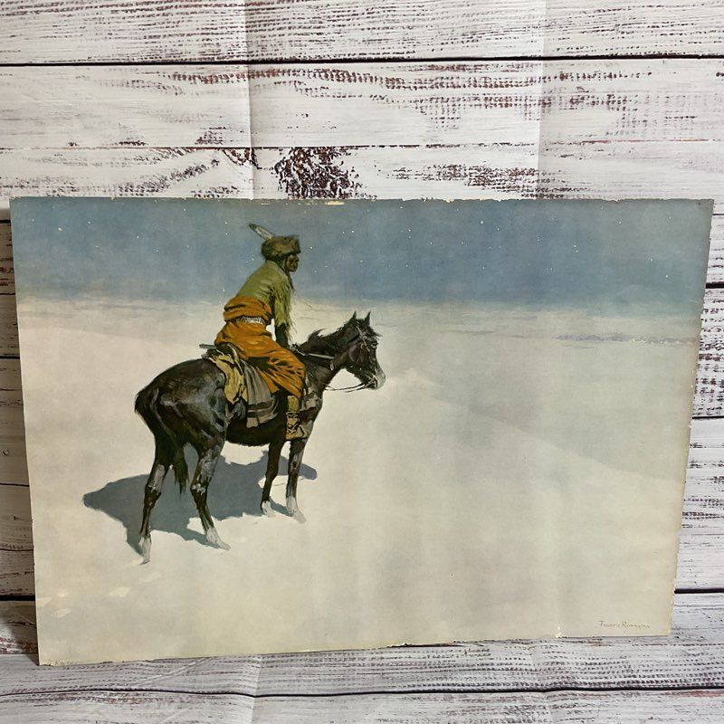 VTG. FREDERICK REMINGTON "The Scout Friends or Foes" Lithograph Print