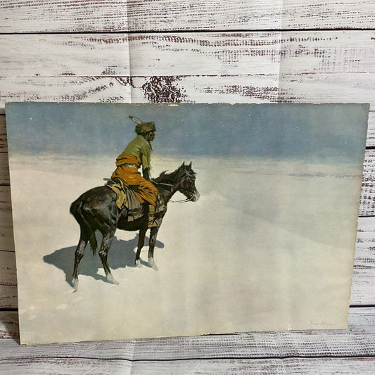 VTG. FREDERICK REMINGTON "The Scout Friends or Foes" Lithograph Print