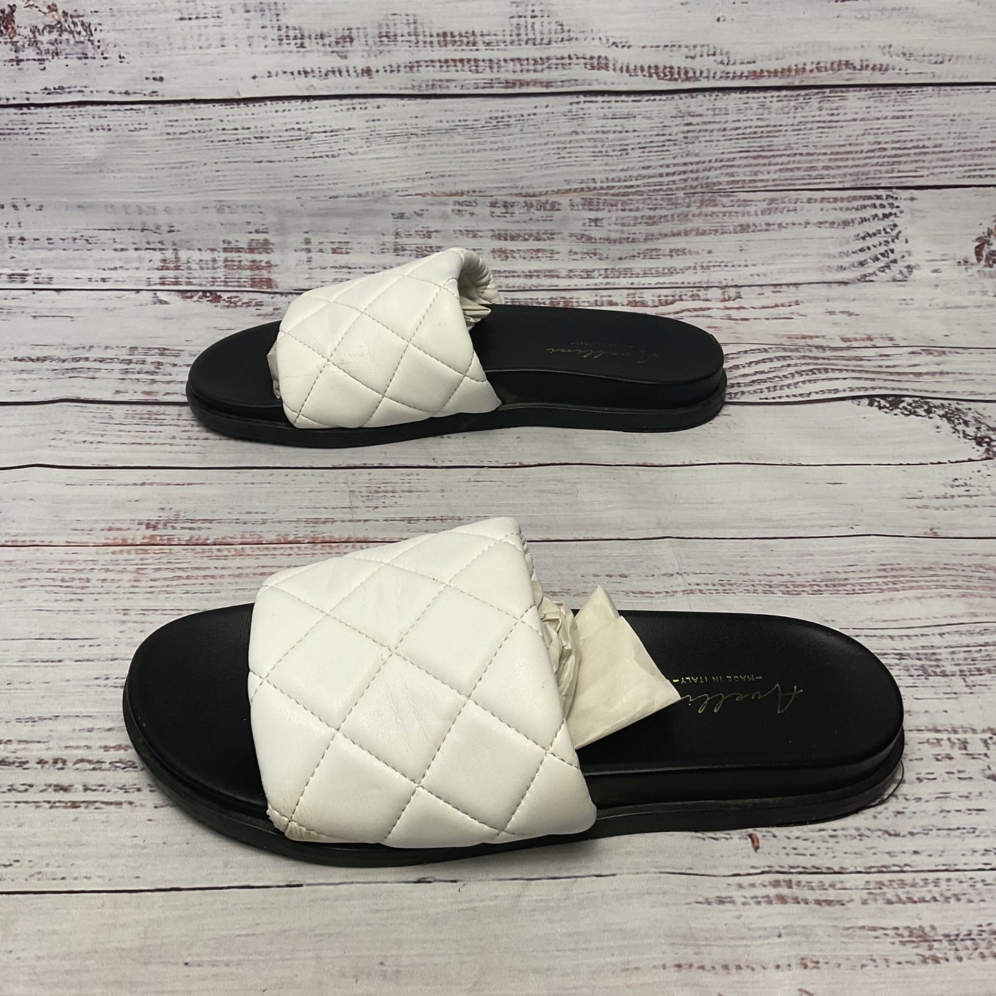 Avellini White Leather Slides Sandal Slipper Women 8.5